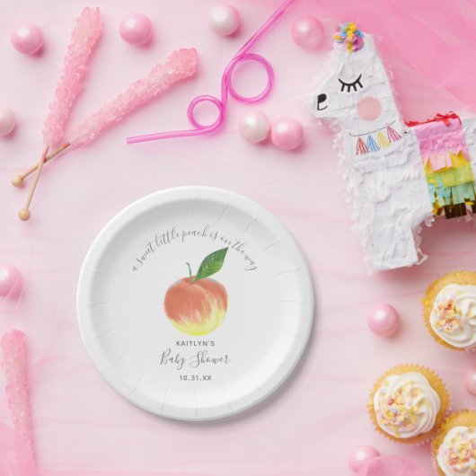 Sweet Little Peach Baby shower Papieren Bordje (Feest)