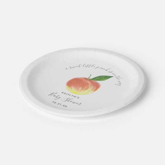 Sweet Little Peach Baby shower Papieren Bordje (Gekanteld)