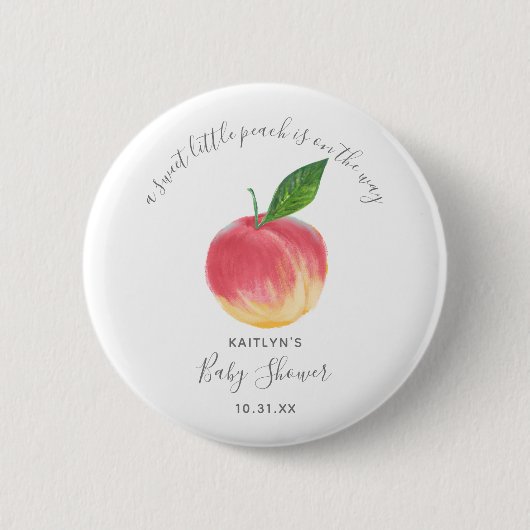 Sweet Little Peach Baby shower Ronde Button 5,7 Cm (Voorkant)