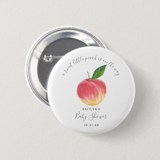 Sweet Little Peach Baby shower Ronde Button 5,7 Cm (Voorkant /achterkant)