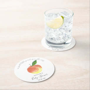 Sweet Little Peach Baby shower Ronde Kartonnen Onderzetter