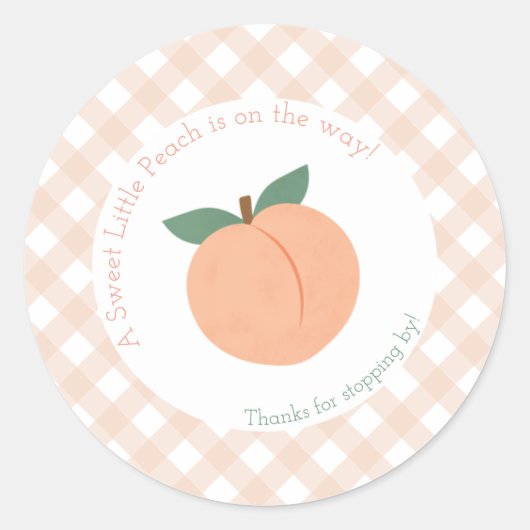 Sweet Little Peach Baby shower Ronde Sticker (Voorkant)