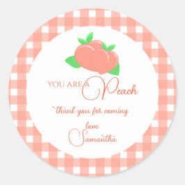 Sweet Little Peach Baby shower Ronde Sticker