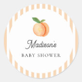Sweet Little Peach Baby shower Ronde Sticker (Voorkant)