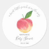 Sweet Little Peach Baby shower Ronde Sticker (Voorkant)