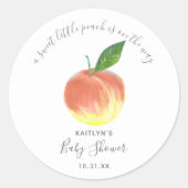 Sweet Little Peach Baby shower Ronde Sticker (Voorkant)