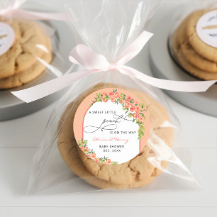 Sweet Little Peach Baby shower Ronde Sticker