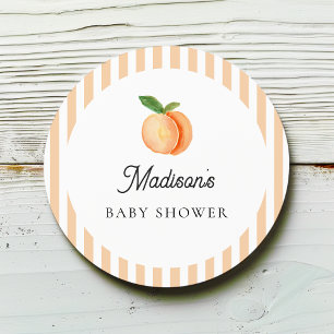 Sweet Little Peach Baby shower Ronde Sticker