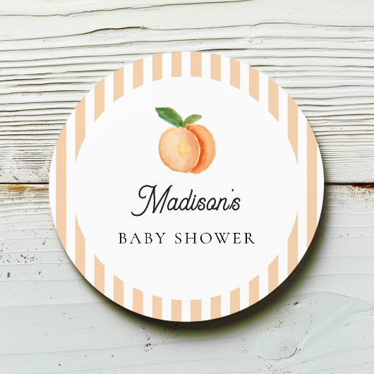 Sweet Little Peach Baby shower Ronde Sticker