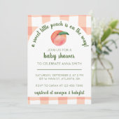 Sweet Little Peach Baby shower uitnodigen Kaart (Staand voorkant)