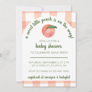 Sweet Little Peach Baby shower uitnodigen Kaart