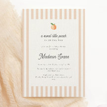 Sweet Little Peach Baby shower uitnodigen met stre