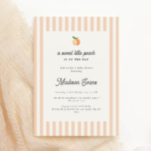 Sweet Little Peach Baby shower uitnodigen met stre