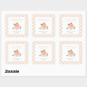 Sweet Little Peach Baby shower Vierkante Sticker (Vel)