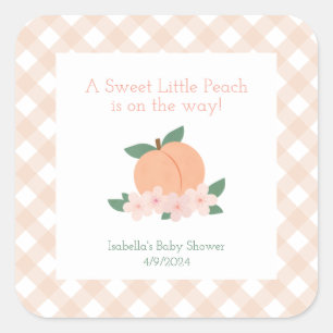 Sweet Little Peach Baby shower Vierkante Sticker