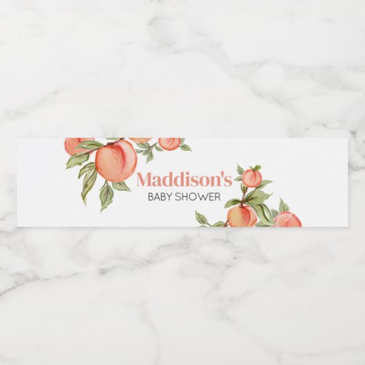 Sweet Little Peach Baby shower Waterfles Etiket (Enkel label)