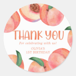 Sweet Little Peach Birthday Bedankt Ronde Sticker