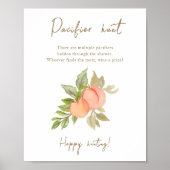 Sweet Little Peach Fruit Baby shower Pacifier Hunt Poster (Voorkant)