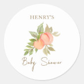 Sweet Little Peach Fruit Baby shower Ronde Sticker (Voorkant)