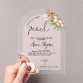 Sweet Little Peach Girls Baby shower Arch Elegant Acryl Uitnodigingen (Insitu (Draagbaar))