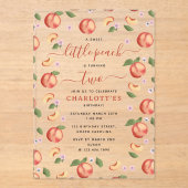 Sweet Little Peach Kinderverjaardagsfeestje Acryl Uitnodigingen (Voorkant)