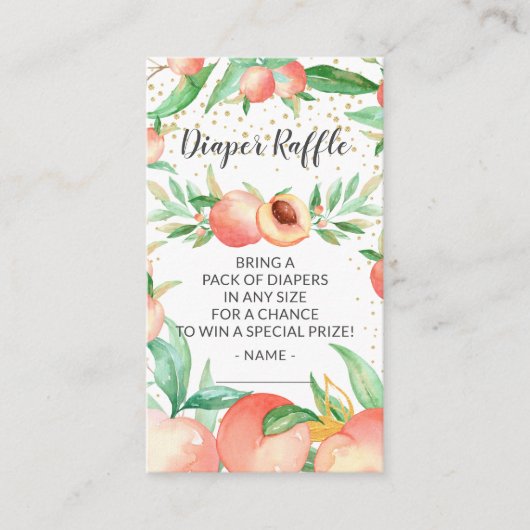 Sweet Little Peach Luier Raffle Ticket Informatiekaartje (Voorkant)