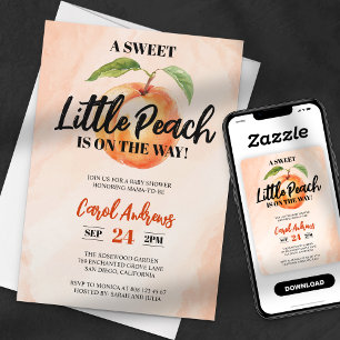 Sweet Little Peach on the Way Baby shower Kaart