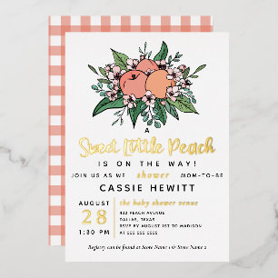 Sweet Little Peach On Way Baby shower Folie IV Uitnodiging