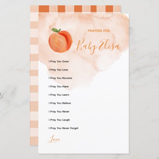 Sweet Little Peach Prayers voor Baby Game (Voorkant / Achterkant)