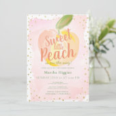 Sweet Little Peach Roze Baby shower Kaart (Staand voorkant)