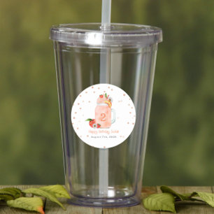 Sweet Little Peach Smoothie 2e verjaardag Party Ronde Sticker