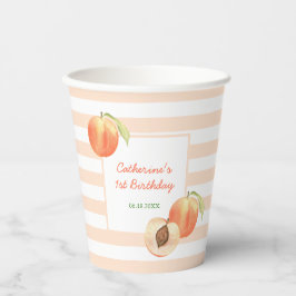 Sweet Little Peach Stripes Girl Birthday Papieren Bekers