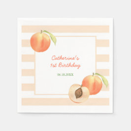 Sweet Little Peach Stripes Girl Birthday Servet