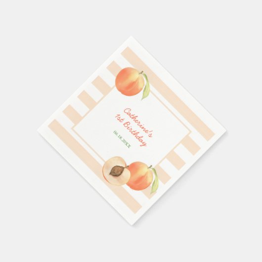 Sweet Little Peach Stripes Girl Birthday Servet (Hoek)