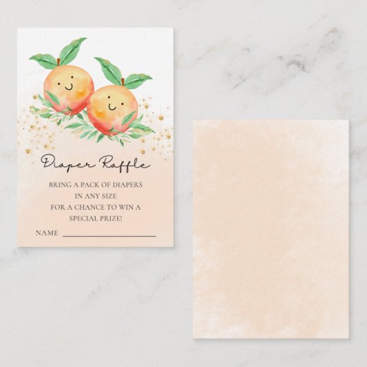 Sweet Little Peaches Baby shower Diaper Raffle Informatiekaartje (Voorkant / Achterkant)