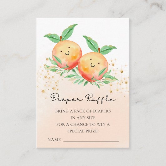 Sweet Little Peaches Baby shower Diaper Raffle Informatiekaartje (Voorkant)