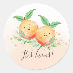 Sweet Little Peaches Het is Twins Favor Sticker