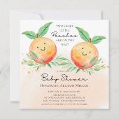 Sweet Little Peaches Twins Baby shower Invitation Kaart (Voorkant)