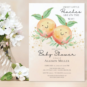 Sweet Little Peaches Twins Baby shower Invitation Kaart