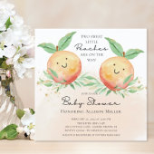 Sweet Little Peaches Twins Baby shower Invitation Kaart