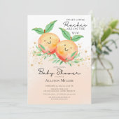 Sweet Little Peaches Twins Baby shower Invitation Kaart (Staand voorkant)