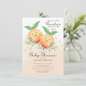 Sweet Little Peaches Twins Baby shower Invitation Kaart (Staand voorkant)
