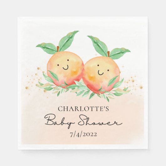 Sweet Little Peaches Twins Napkins Servet (Voorkant)