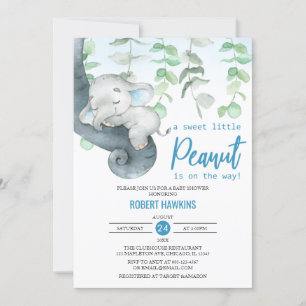 Sweet Little Peanut Boy Elephant Baby shower Kaart