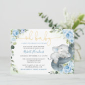 Sweet Little Peanut Boy Elephant Baby shower Kaart (Staand voorkant)