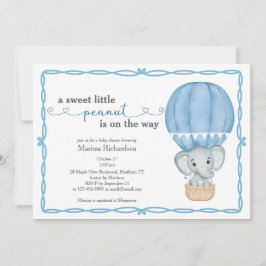 Sweet Little Peanut Elephant Baby Boy Shower Kaart