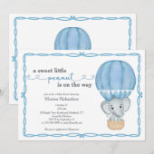 Sweet Little Peanut Elephant Baby Boy Shower Kaart (Voorkant / Achterkant)