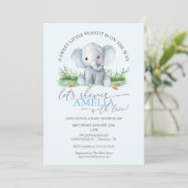 Sweet Little Peanut Elephant Baby Boy Shower Kaart (Staand voorkant)