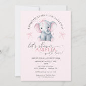 Sweet Little Peanut Elephant Baby Girl Shower Kaart (Voorkant)