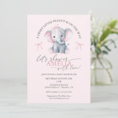 Sweet Little Peanut Elephant Baby Girl Shower Kaart (Staand voorkant)